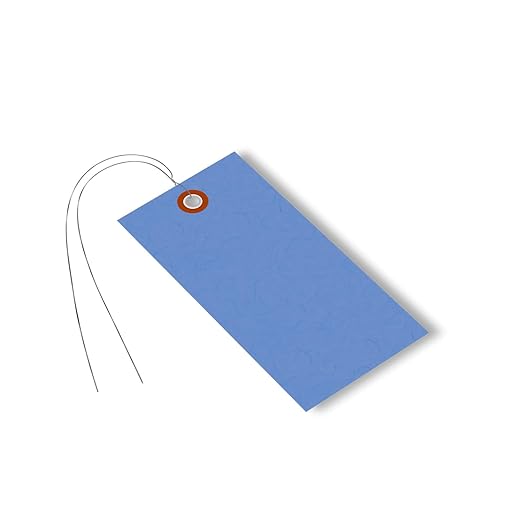 SmartSign (Pack of 100) 4.75 x 2.375 inch “Blue” Blank Tyvek Shipping Tags with Wire, Size #5, 8 mil Thick Tyvek