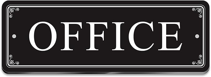 ASAVI “OFFICE” Acrylic Door Sign – Waterproof & Fade-Resistant Office Label with Strong Adhesive + Pre-Drilled Holes (8.7"x3") | Ideal for Doors and Walls in Offices, Lobbies, and Workspaces (Black)