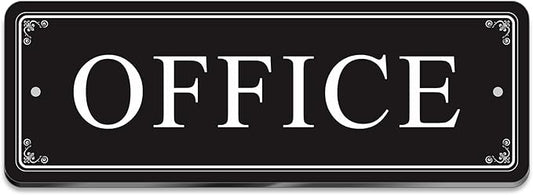 ASAVI “OFFICE” Acrylic Door Sign – Waterproof & Fade-Resistant Office Label with Strong Adhesive + Pre-Drilled Holes (8.7"x3") | Ideal for Doors and Walls in Offices, Lobbies, and Workspaces (Black)