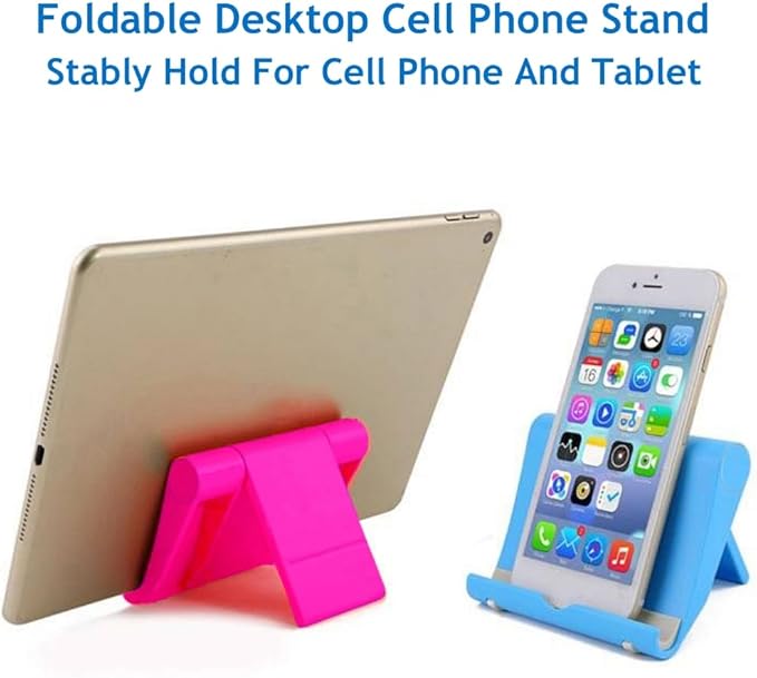 JUSDIQIR Cell Phone Stand for Desk Foldable Cell Phone Holder Desk Tablet Holder Mobile Phone Dock, Multi-Angle Universal Adjustable Tablet Dock Compatible with Most Cell Phones (Pink)
