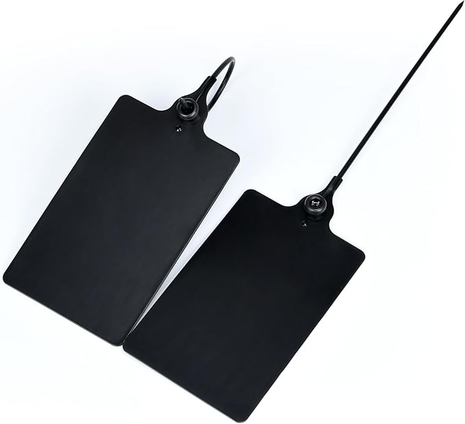100 Black Plastic Tags Shipping Tags Water Proof Tags for Labeling Shipping Labels Security Seals Writable Marker Ties Hanging Tags Storage Tag with One Marker Pen, 252*58 mm