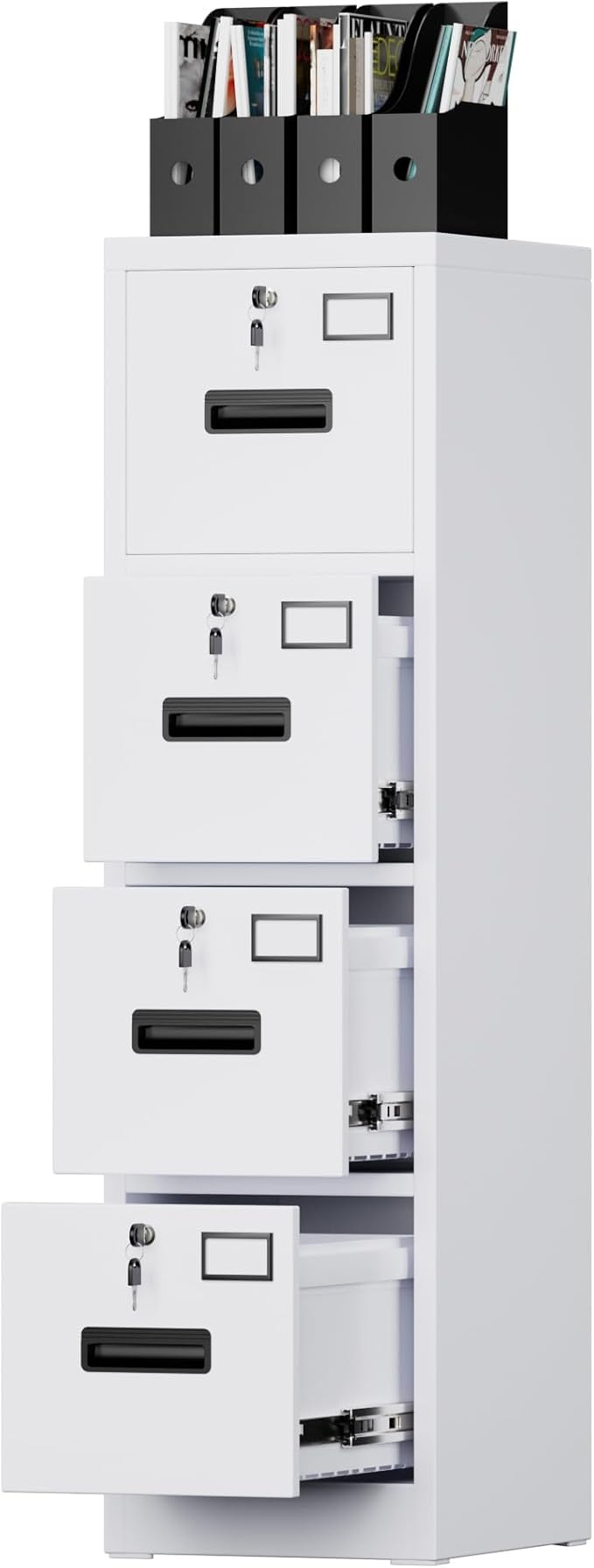 SUXXAN 4 Drawer File Cabinet, Metal Vertical File Storage Cabinet with Lock, Office Home Steel Vertical File Cabinet for A4 Letter/Legal Size, Assembly Required