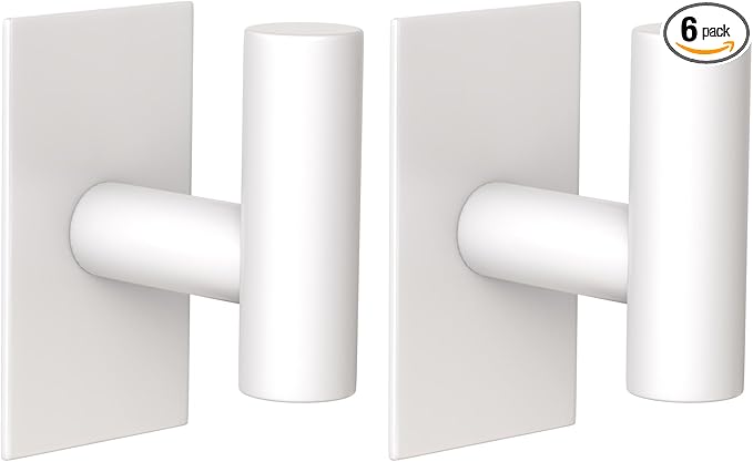 VAEHOLD Wall Towel Hooks, Heavy Duty Sticky Holder Waterproof Towel Hooks for Hanging Coat, Clothes, Closet Hook Wall Mount for Kitchen (White, 2 Pack)