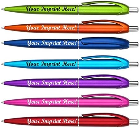 Personalized Ballpoint Pens - Retro -Retractable Click action - Custom - Black writing - Printed Name pens - Imprinted w/Your Logo or Message - Personalization - 12 qty/Box (Light Green)