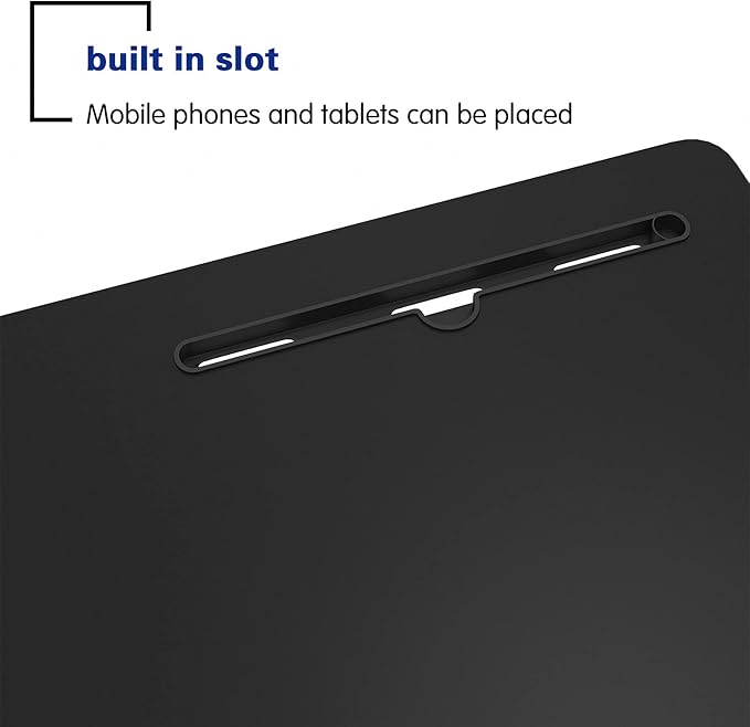 DlandHome Rolling Laptop Desk Stand Up Adjustable Mobile Laptop Desk, 23.6 Inches Medium Size Side Table, Movable w/Tablet Slot & Wheels, Portable Stand for Bed Sofa Black