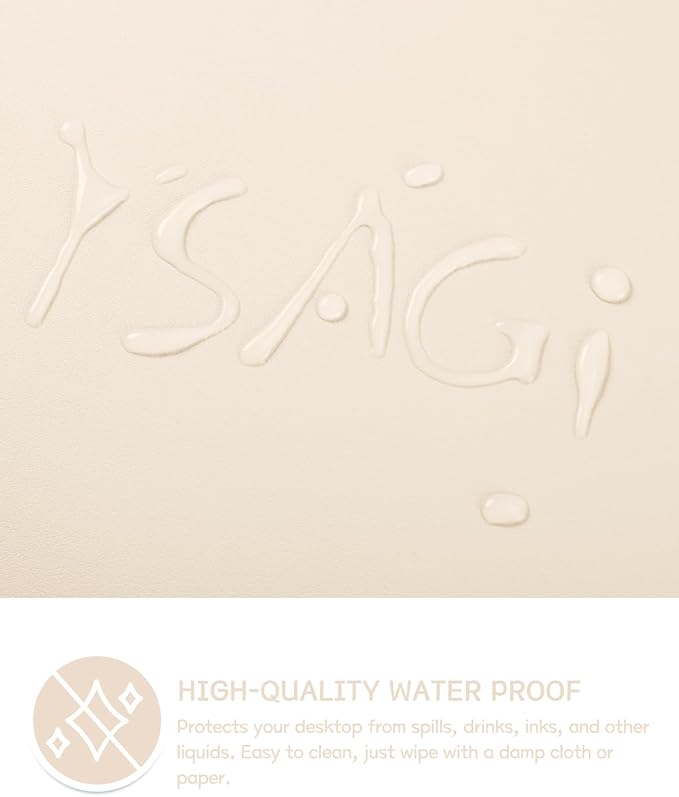 YSAGi Non-Slip Leather Desk Pad, Desk Matt for Desktop, Waterproof Laptop Computer Keyboard Mat, Table Protector Blotter Mat, Large Mouse Pad for Office/Work/Home/Decor(Beige, 23.6" x 13.7")
