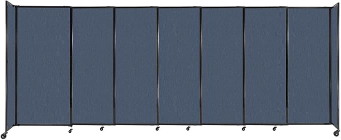 Versare Straightwall Sliding Portable Wall Partition | Freestanding Office Dividers | Locking Wheels | Temporary Room Separator | 15'6'' Wide x 6' Tall Ocean Fabric Panels