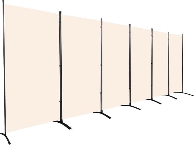 Room Divider 6FT Folding Privacy Screens, 6 Panel Partition Room Dividers w/Freestanding Design, Portable Wall Divider for Room Separtation, Fabric Screen Panel for Home Office Bedroom Dorm