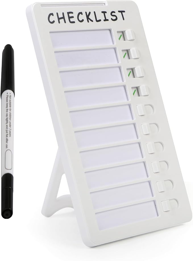 Dry Erase Chore Chart, Standable Whiteboard Checklist Board, Chore Chart for Kids Routine Chart with a Pen (Standable)