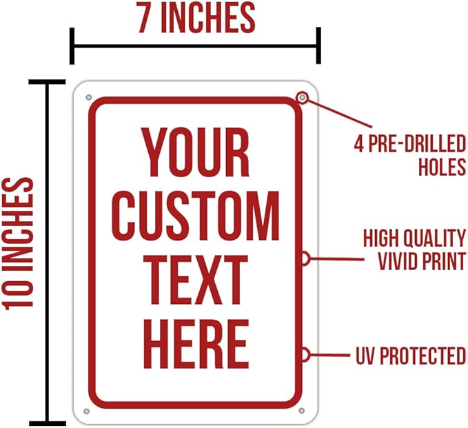 Custom Sign, Personalized Signs for Office, Business, Workplace, Warehouse, Airbnb, Warning Label, Delivery Red Border Signs, 7x10 Inches, Rust Free PVC, Waterproof, Hazard Information, Made in USA