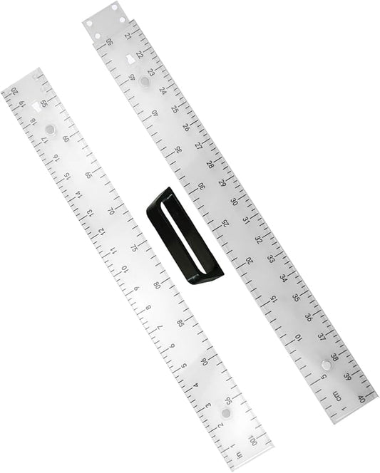 39in Clear Plastic Meter Stick with Handle, Detachable Sectional Teacher Ruler, Transparent Classroom Measuring Stick for Math Science Whiteboard Chalkboard
