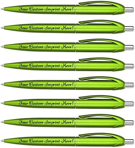 Personalized Ballpoint Pens - Retro -Retractable Click action - Custom - Black writing - Printed Name pens - Imprinted w/Your Logo or Message - Personalization - 12 qty/Box (Light Green)