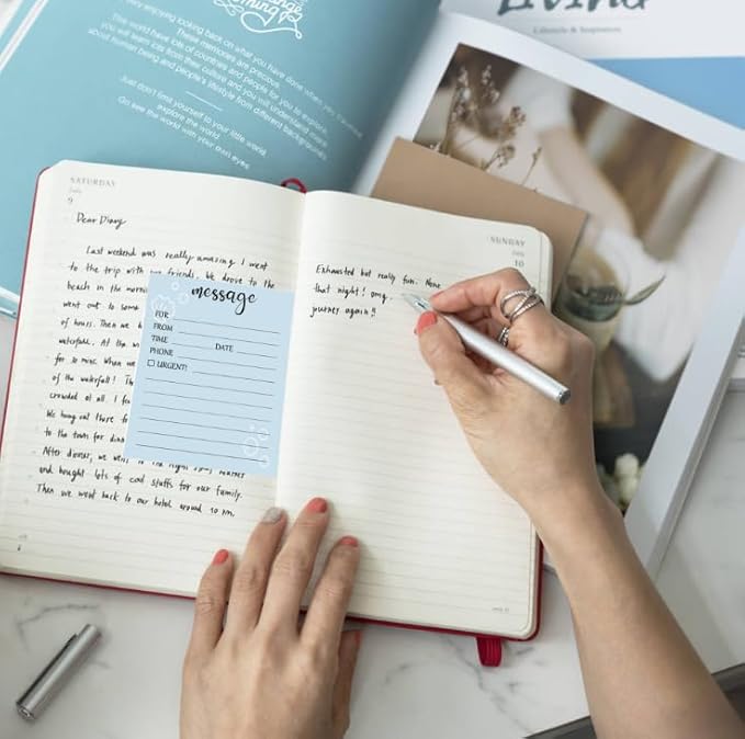 6 Pieces Telephone Message Sticky Notes Pads 4 x 5 Inch Self Adhesive Book Call Back Notepad for Work Call, Office Supplies 50 Sheets/Pack 6 Design (Blue)
