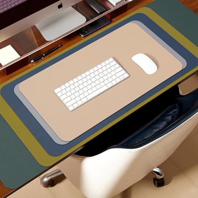 Leather Desk Mat - Non-Slip PU Desk Pad for Office and Home - Desk Organization and Accessories - Ideal for Large Mouse Pad and Desk Mats on Top of Desks (Beige,31.5"x 15.7")