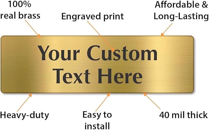 SmartSign Custom Brass Sign - 3" x 10", 40 mil REAL Bugle Brass Metal, Personalized Name Door Sign, Heavy-Duty Premium Engraved Door/Wall Mount Plaque for Business/Office, Gold and Black
