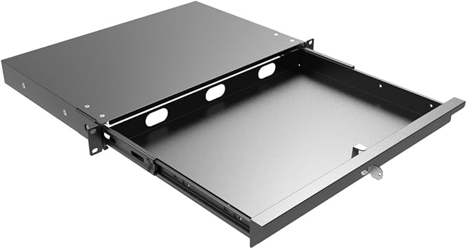 QiaoYoubang 1U Server Cabinet Case 19 Inch Rack Mount Lockable Drawer with Key, 12.6 Inch Depth (1U)