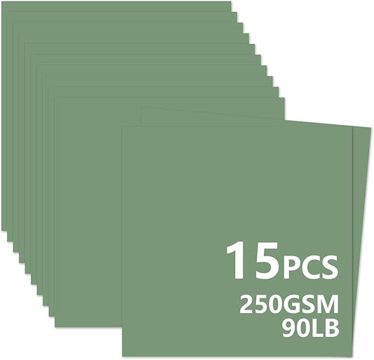 15 Sheets Sage Green Cardstock 12"x12",250gsm/90lb Heavyweight Cover Cardstock Paper, Thick and Smooth Card Stock Perfect for Card Making, Scrapbooking and Crafts (Sage Green)