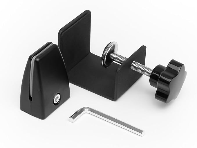 6-Pack Sneeze Guard Clamps for 1/8" to 1" Thick Panels, Adjustable Desk Partition Clips, Desk Privacy Panel Clips for Office and Home Use, Black
