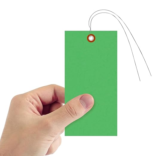 SmartSign (Pack of 1000) 6.25 x 3.125 inch “Green” Blank Tyvek Shipping Tags with Wire, Size #8, 8 mil Thick Tyvek