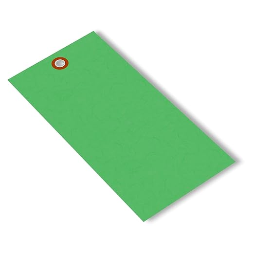 SmartSign (Pack of 1000) 6.25 x 3.125 inch “Green” Blank Tyvek Shipping Tags with Metal Eyelets, Size #8, 8 mil Thick Tyvek