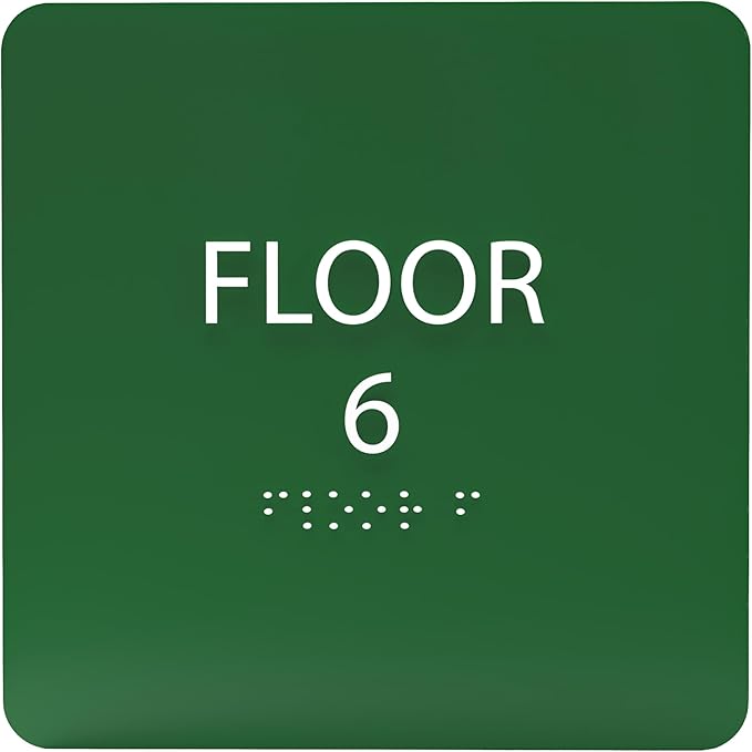 ADA CENTRAL SIGNS - 6" X6" Floor 6 Sign - ADA Compliant Tactile Graphics Grade 2 Braille Text Acrylic Wall Signs - Directional Assistance, Floor Number Safety Sign for Office, school Hospital, Apartment