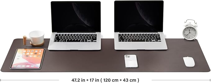 Large Desk Mat - 47.2"x 17" Non-Slip PU Desk Pad for Office and Home - Ideal for Large Mouse Pad and Desk Mats on Top of Desks(Coffee)
