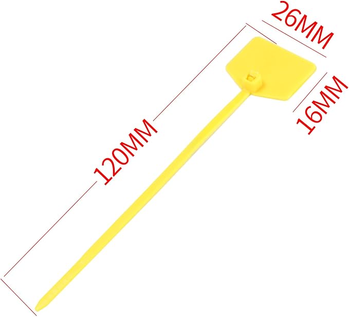 Waterproof Shipping Tags, Nylon Writable Marker Ties Luggage Identification Tags - 100pcs (Yellow)