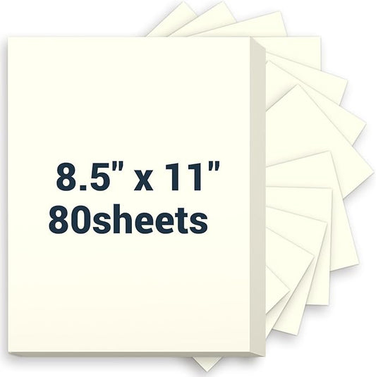Cardstock 8.5 x 11, Thick Printer Paper, Card Stock Paper 200 gsm, 80 Sheets Cream Card Stock, Off White Heavy Card stock, Construction Paper for Invitations, Diy Cards, Business Cards, Drawing etc