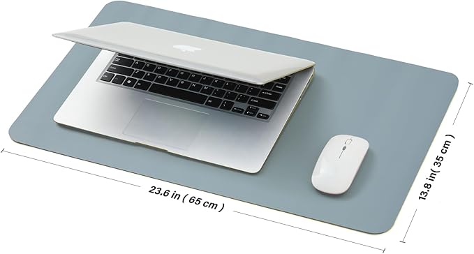 Leather Desk Mat - Small Non-Slip PU Desk Pad for Office and Home - Desk Organization and Accessories - Ideal for Large Mouse Pad and Small Desk Mats on Top of Desks (Light Blue,23.6"x 13.8")