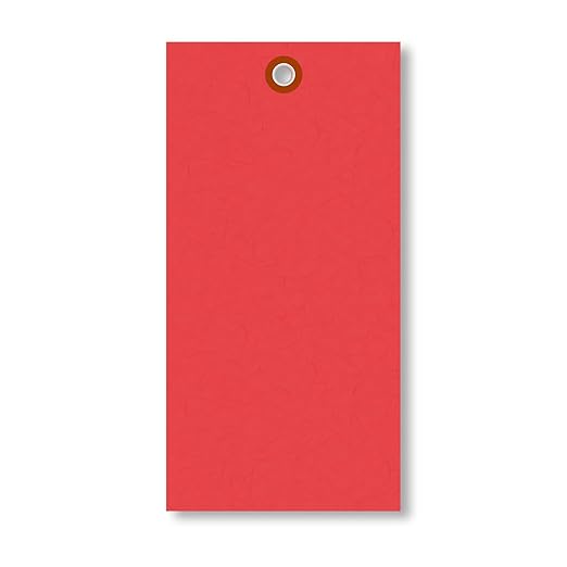 SmartSign (Pack of 1000) 6.25 x 3.125 inch “Red” Blank Tyvek Shipping Tags with Metal Eyelets, Size #8, 8 mil Thick Tyvek
