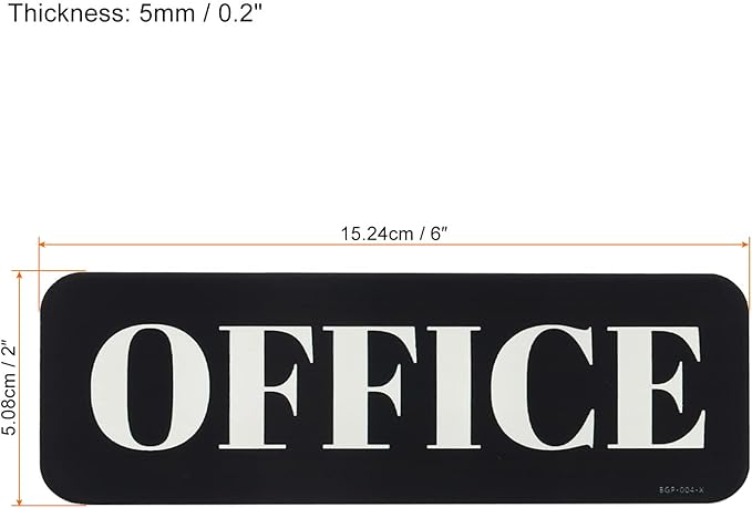 PATIKIL Office Sign, Acrylic 6"x2" Self Adhesive Door Sign Sticker Waterproof Decor Label for Office Home Business, Black