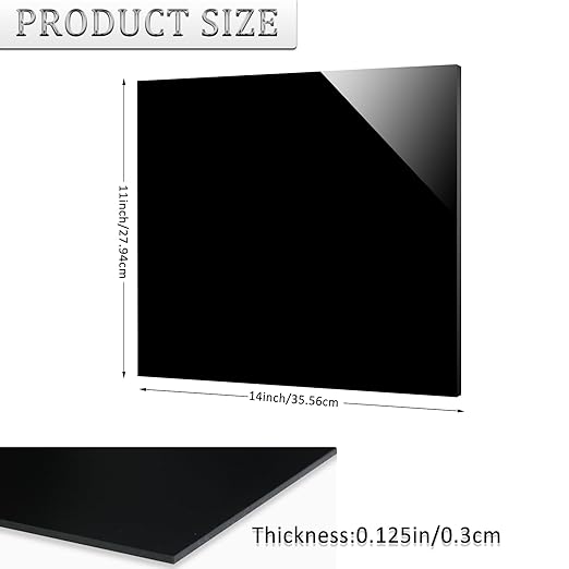 2 Pieces Black Acrylic Sheet, 11 x 14 Inch 1/8 Inch Thick, Black Cast Plexiglass Sheets for DIY Display, Handcraft, Home Decor, Painting, Display Stand, Photo Frame, Easy to Cut