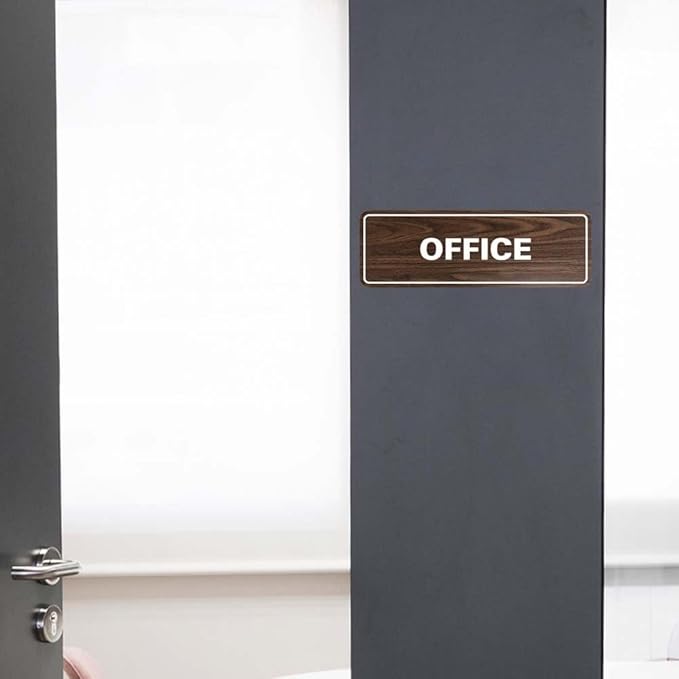 Signs ByLITA Standard Office Sign - Professional Business Signage - Easy to Install (Brushed Silver) - Medium 5 Pack