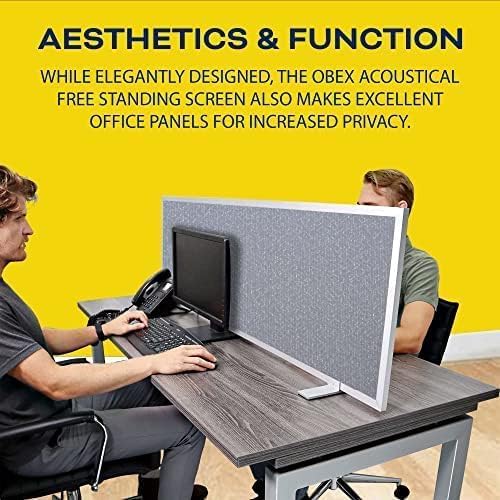 OBEX Acoustical Free Standing Privacy Screen, Cubicle Accessories Desk Privacy Panel, Desk Dividers for Office, Office Furniture Partitions Portable Sound Proof Dividers, 18" x 42", Twilight