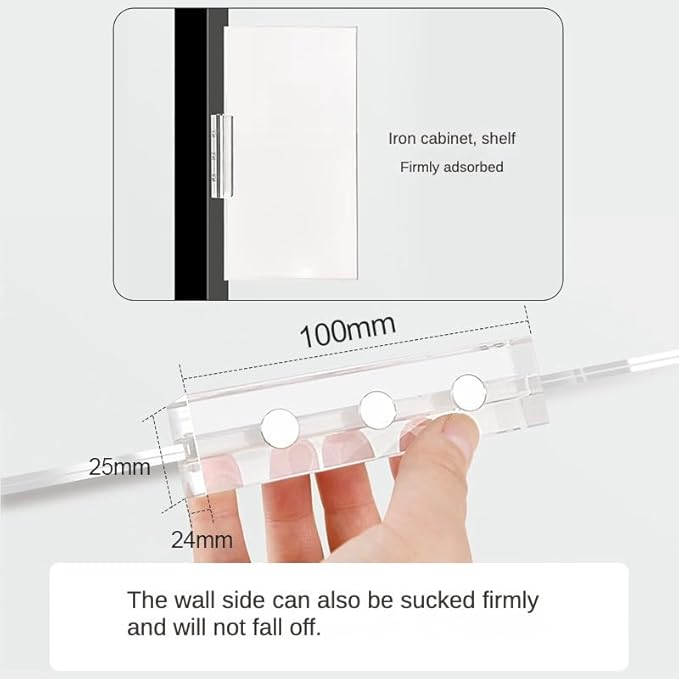 ECKEK Magnetic Sign Holder Grip Holder, Powerful Magnet, Acrylic Sign Holder for Retail Shelves Display Store Vendor Event Warehouse and Shop Supplies (Acrylic Base 210*100mm/ 8.27*3.94inches)
