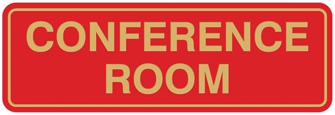 Standard Conference Room Sign - Red/Gold - Large 10 Pack