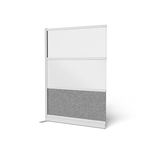LUXOR MW-5348-XWCGWG Modular Wall Room Divider System - Silver Frame - 53" x 48" Add-On Wall - Wide Paneling