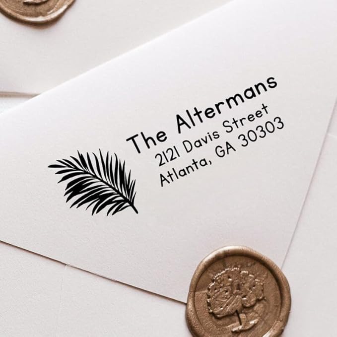 Custom Floral Address Stamp | Choose from 12 Designs | Multiple Ink Color Options | Envelope Return Address Stamp for Couple or Family (Design 10, Medium)
