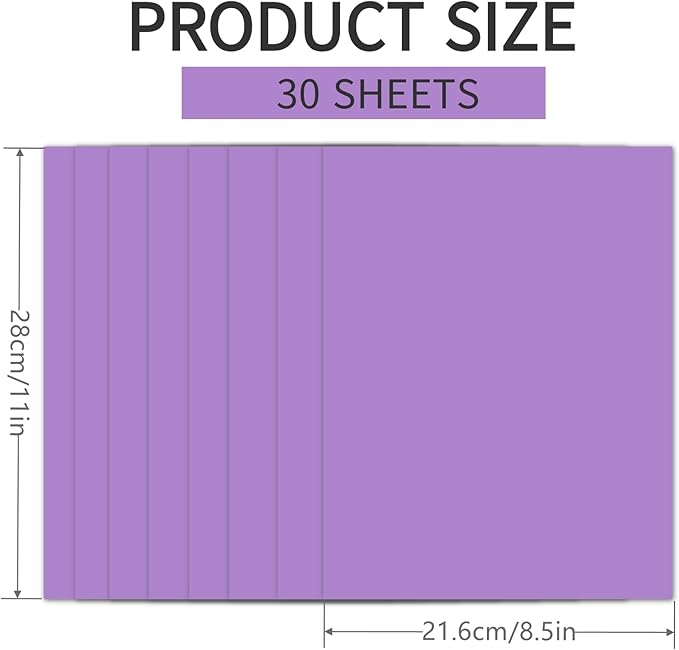 30 Sheets Purple Cardstock 8.5'' x 11'', 250gsm/90lb Heavyweight Cover Cardstock Paper, Thick and Smooth Card Stock Perfect for Invitations, Menus, Crafts, DIY Cards, Arts and Crafts (Purple)