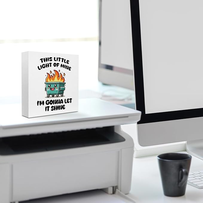 Funny Office Decor, Funny Office Gifts, Dumpster and Fire Wood Box Sign, Funny Desk Decor Funny Office Supplies, Cubicle Counter Shelf Decor, Funny Gifts for Coworkers Nurse Teacher Friends