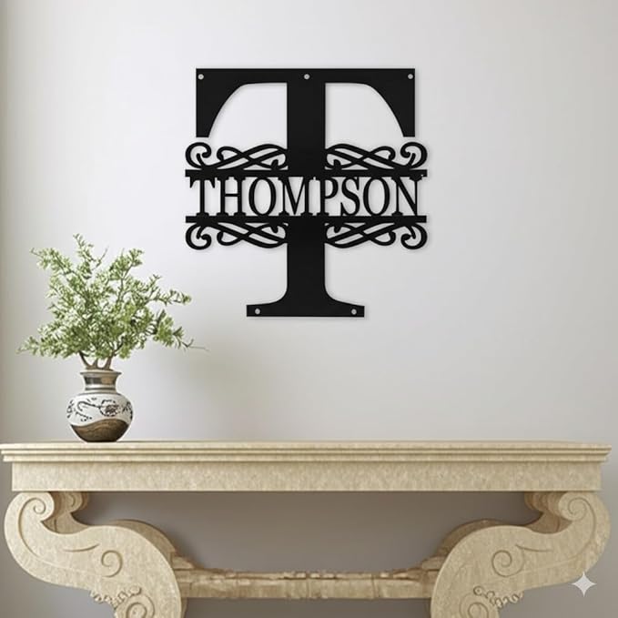 Custom Metal Signs | Personalized Monogram Name Sign | Outdoor Wall Art for Family Name | Custom Name Metal Sign, Last Name, Anniversary, Wedding Gifts for Women, Wife, Parents, couple (Design 2)
