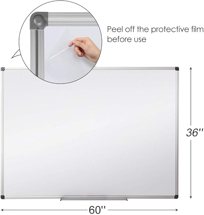 XIWODE Large 36x60 Inch Magnetic Dry Erase Whiteboard, Silver Aluminum Frame Wall-Mounted for Home School Office Conference Room
