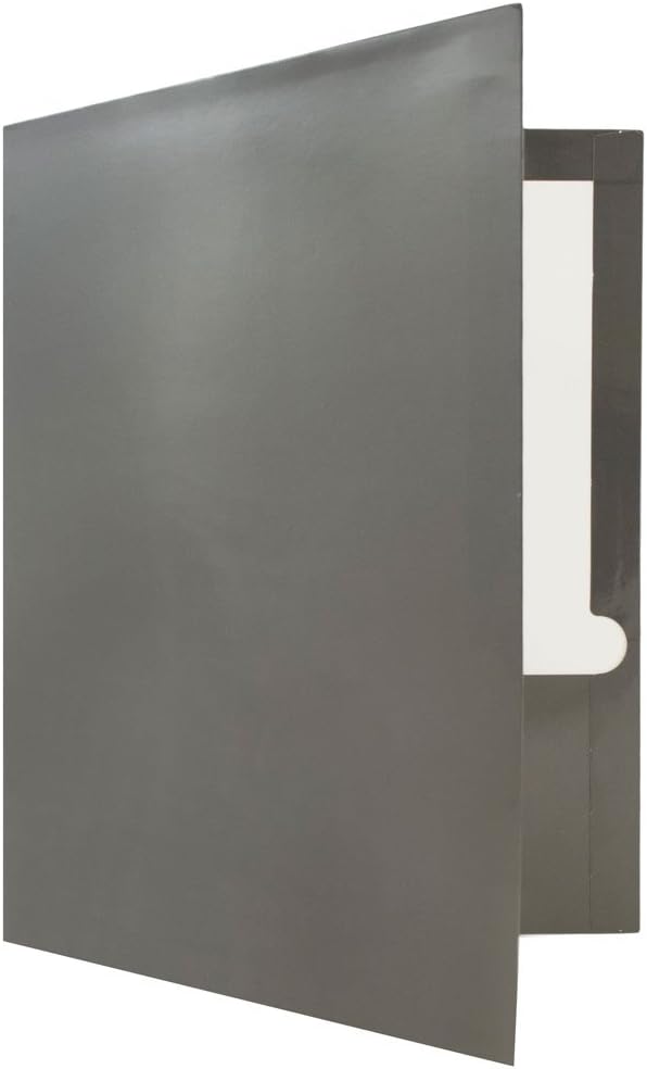JAM PAPER Laminated Two Pocket Glossy School Folders - Letter Size - High Gloss Grey - Bulk 100/Box