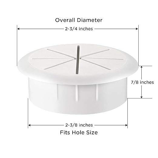 HYCC 10 Pack 2-3/8 Inch Flexible Desk Grommet,Organize Wires and Cables on Office Equipment, Computer Components, Entertainment Systems Effectively - Color: White