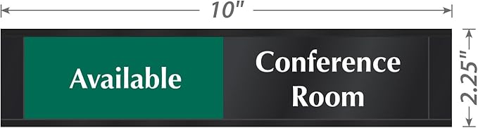 SmartSign Conference Room Door Sign Meeting In Progress/Available Door Slider for office | 2.25" x 10" Plastic Black, Made in USA