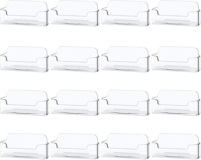Qizpcer 16 Pack Clear Desktop Business Card Holder Display, Plastic Business Card Stand for Office