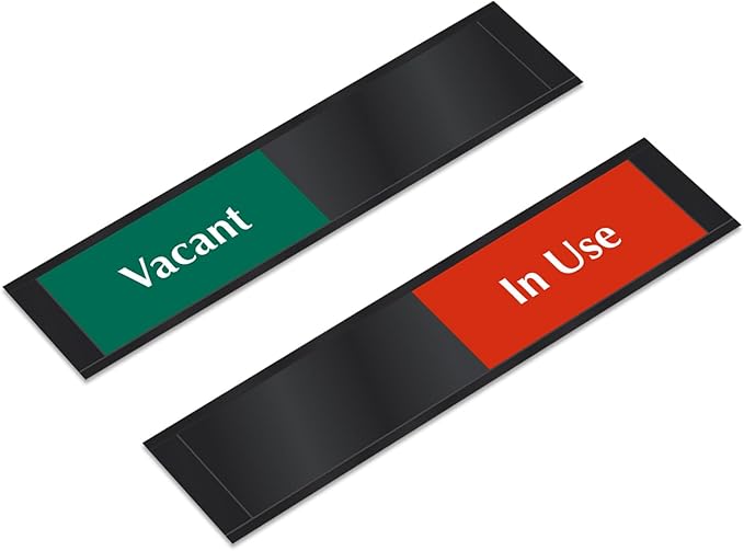SmartSign Privacy Signs Vacant In Use Slider Door Sign for Home Bathroom Office Restroom Conference Hotel Hospital | 2.25" x 10" Plastic Black Color, Made in USA