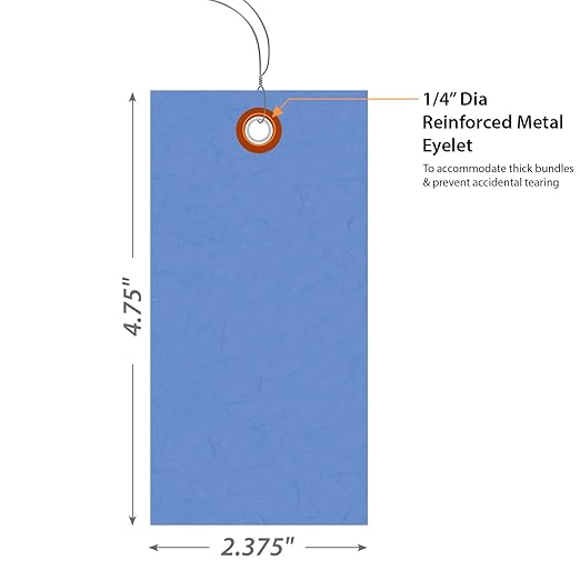 SmartSign Blue Tyvek Shipping Tags with Wire, Size #5 | 4 3/4" x 2 3/8", Pack of 1000, Made in USA