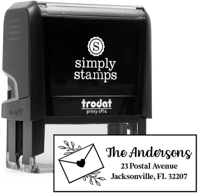 Custom Floral Address Stamp | Choose from 12 Designs | Multiple Ink Color Options | Envelope Return Address Stamp for Couple or Family (Design 3, Large)