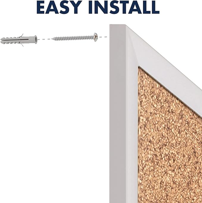 Quartet Cork Board, Bulletin Board, 6' x 4' Corkboard, Aluminum Frame, Silver (2307)